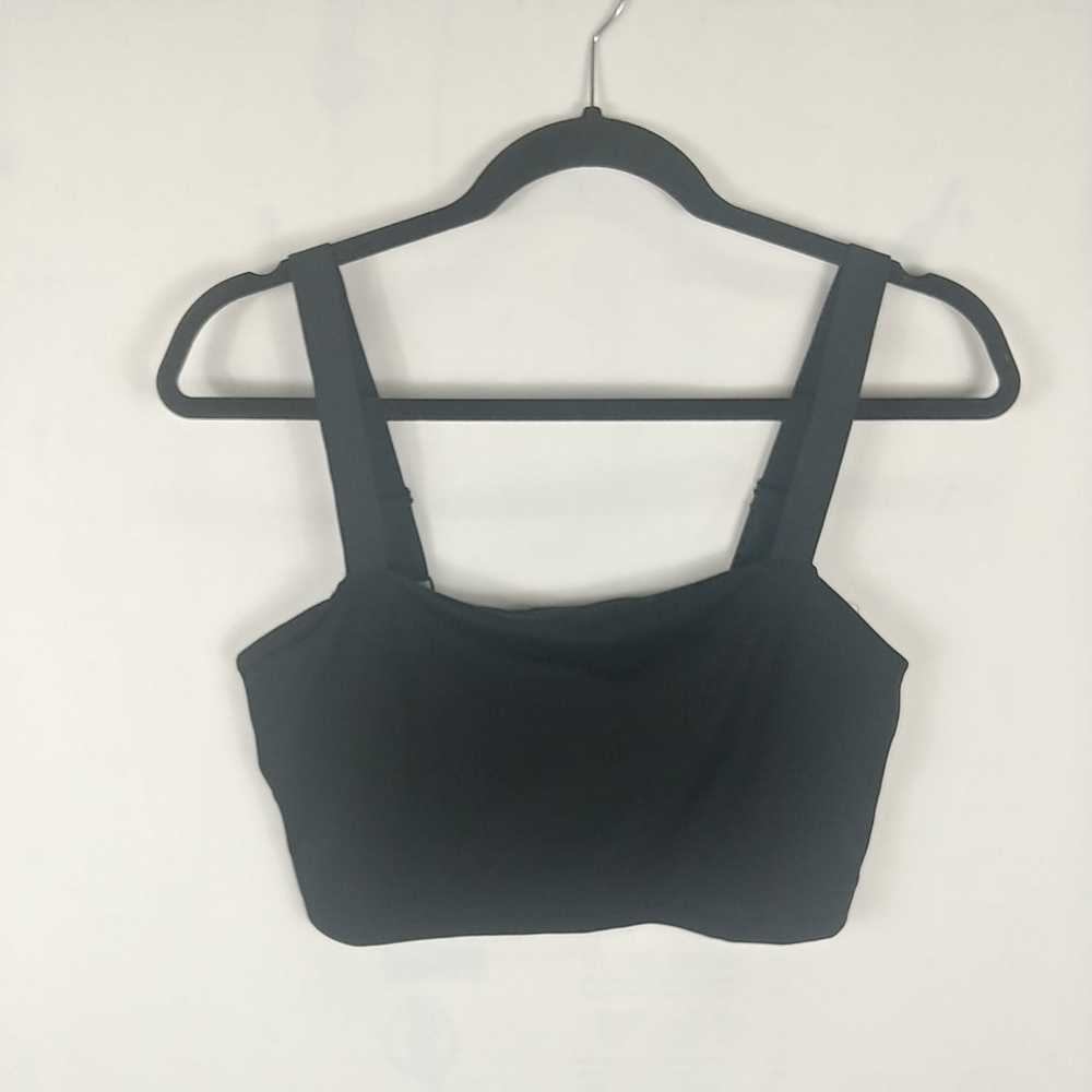 aerie Real Me Recharge Black Sports Bra Women L Adjustable Athleisure Loungewear